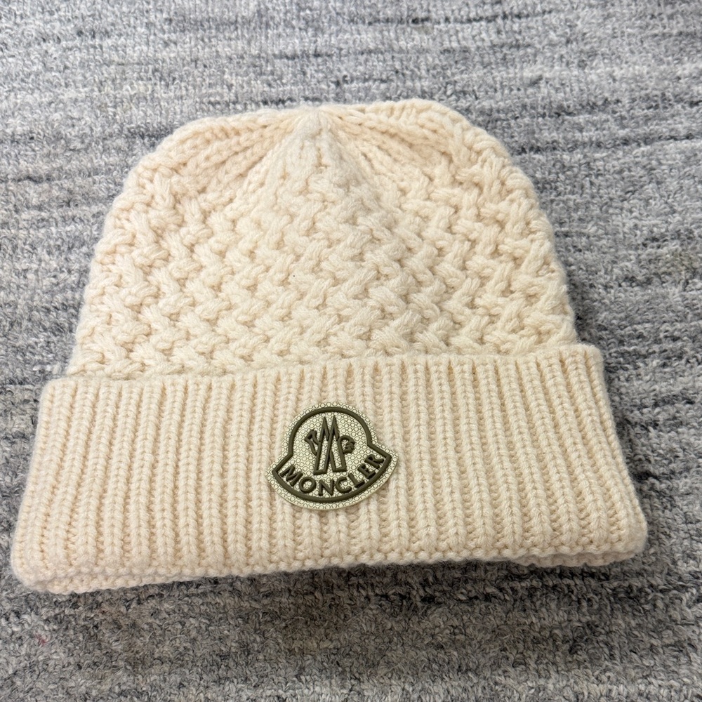 Moncler Beige Cable Knit Beanie